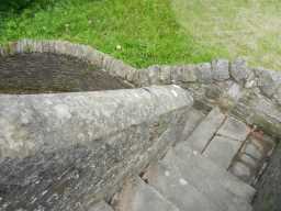 Second view of east parapet south end leading to steps down from Newton Cap Bridge, Bishop Auckland July 2016